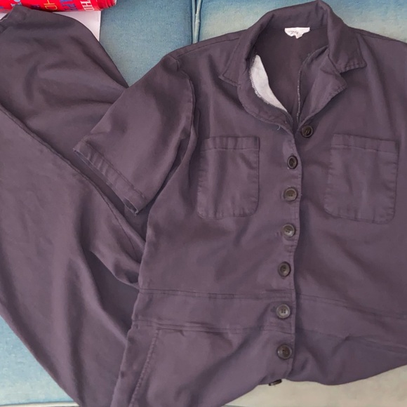 Grey jump suit button front y2k fashion street wear grunge one piece retro top - Picture 9 of 10